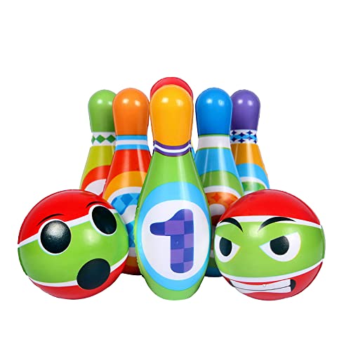 JIAMIAN Bowling Set Kinder, Bowling Set Outdoor Spiele, mit 6 Kegel und 2 Bälle Bowling Set, Pädagogisches Lern-Spielzeug für Drinnen & Draußen Schaumstoff von JIAMIAN