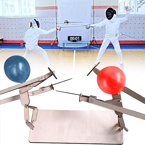 JIAMIAN Holz Ballon Fechten Set, Puppe Fechten Spiel, Fechten Wettbewerb, Tischfechten Spiel, Spaß Fechten Wettbewerb Mit 100 Ballons, Geeignet Für Versammlungen und Familienaktivitäten von JIAMIAN