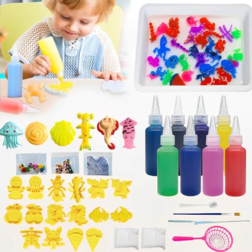 JIAMIAN Sensorisches Spielzeug Magische,DIY Magisches Wasser, GelHandmade Wasser Elf Kit,Doppelseitige Form Angeln Spiel Set, Lernspielzeug für Kinder 3+ Mädchen(Zufälliges Pigment) von JIAMIAN