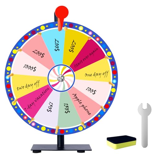 JIANFA 30,5 cm großes Preisrad, strapazierfähig, bunt, drehbar, 12 Steckplätze Tisch-Roulette-Rad mit Radiergummi für Messen, Karnevalsspiele, Spinnspiele, Party, Pub JIANFA 30,5 cm großes Preisrad, strapazierfähig, bunt, drehbar, 12 Steckplätze Tisch-Roulette-Rad mit Radiergummi für Messen, Karnevalsspiele, Spinnspiele, Party, Pub von JIANFA