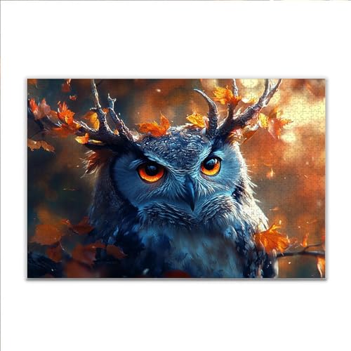 Puzzle 1000 Teile Eule Tier Puzzle Erwachsene Anspruchsvoll, Klassische Holzpuzzle Erwachsene, Puzzlespiele für Die Ganze Familie, Wooden Jigsaw Puzzel ab 14 Jahre für Junge Mädchen für Geschenke W-1 von JIANFREY