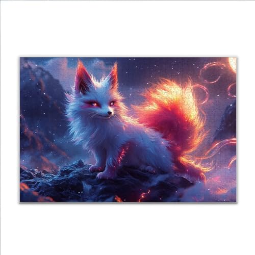 Puzzle 1000 Teile Fuchs Tier Puzzle Erwachsene Anspruchsvoll, Klassische Holzpuzzle Erwachsene, Puzzlespiele für Die Ganze Familie, Wooden Jigsaw Puzzel ab 14 Jahre für Junge Mädchen für Geschenke A-9 von JIANFREY