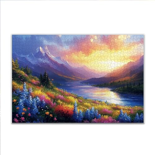 Puzzle 1000 Teile Landschaft Blume Puzzle Erwachsene Anspruchsvoll, Klassische Holzpuzzle Erwachsene, Puzzlespiele für Die Ganze Familie, Jigsaw Puzzel ab 14 Jahre für Junge Mädchen Geschenke F-5 von JIANFREY
