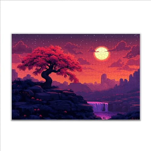 Puzzle 1000 Teile Landschaft Sonnenuntergang Puzzle Erwachsene Anspruchsvoll, Klassische Holzpuzzle Erwachsene, Puzzlespiele für Die Ganze Familie, Jigsaw Puzzel ab 14 Jahre für Junge Mädchen N-2 von JIANFREY