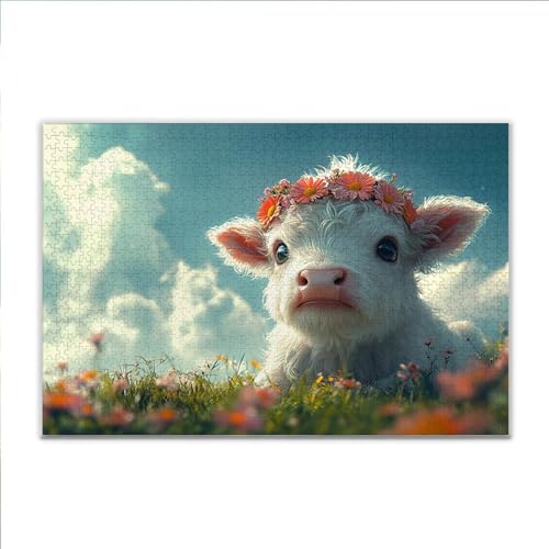 Puzzle 1000 Teile Ochse Tier Puzzle Erwachsene Anspruchsvoll, Klassische Holzpuzzle Erwachsene, Puzzlespiele für Die Ganze Familie, Wooden Jigsaw Puzzel ab 14 Jahre für Junge Mädchen für Geschenke P-4 von JIANFREY