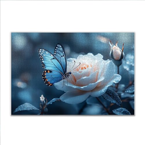 Puzzle 1000 Teile Schmetterling Blume Puzzle Erwachsene Anspruchsvoll, Klassische Holzpuzzle Erwachsene, Puzzlespiele für Die Ganze Familie, Wooden Jigsaw Puzzel ab 14 Jahre für Junge Mädchen X-6 von JIANFREY