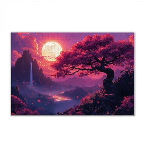 Puzzle 1000 Teile Sonnenuntergang Landschaft Puzzle Erwachsene Anspruchsvoll, Klassische Holzpuzzle Erwachsene, Puzzlespiele für Die Ganze Familie, Jigsaw Puzzel ab 14 Jahre für Junge Mädchen D-8 von JIANFREY