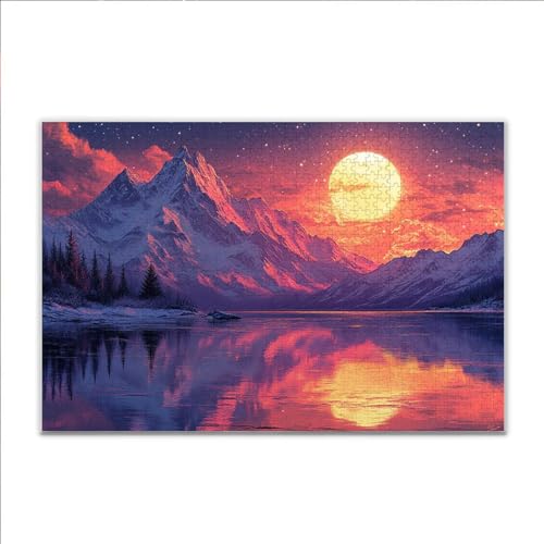 Puzzle 1000 Teile Sonnenuntergang Landschaft Puzzle Erwachsene Anspruchsvoll, Klassische Holzpuzzle Erwachsene, Puzzlespiele für Die Ganze Familie, Jigsaw Puzzel ab 14 Jahre für Junge Mädchen E-4 von JIANFREY