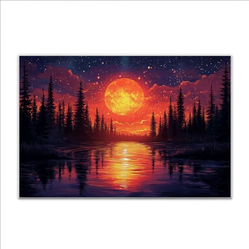Puzzle 1000 Teile Sonnenuntergang Landschaft Puzzle Erwachsene Anspruchsvoll, Klassische Holzpuzzle Erwachsene, Puzzlespiele für Die Ganze Familie, Jigsaw Puzzel ab 14 Jahre für Junge Mädchen E-7 von JIANFREY