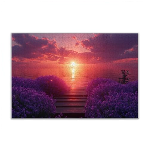 Puzzle 1000 Teile Sonnenuntergang Landschaft Puzzle Erwachsene Anspruchsvoll, Klassische Holzpuzzle Erwachsene, Puzzlespiele für Die Ganze Familie, Jigsaw Puzzel ab 14 Jahre für Junge Mädchen G-6 von JIANFREY