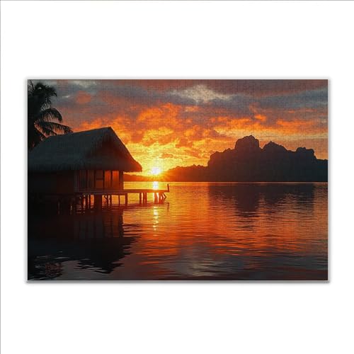 Puzzle 1000 Teile Sonnenuntergang Landschaft Puzzle Erwachsene Anspruchsvoll, Klassische Holzpuzzle Erwachsene, Puzzlespiele für Die Ganze Familie, Jigsaw Puzzel ab 14 Jahre für Junge Mädchen K-9 von JIANFREY