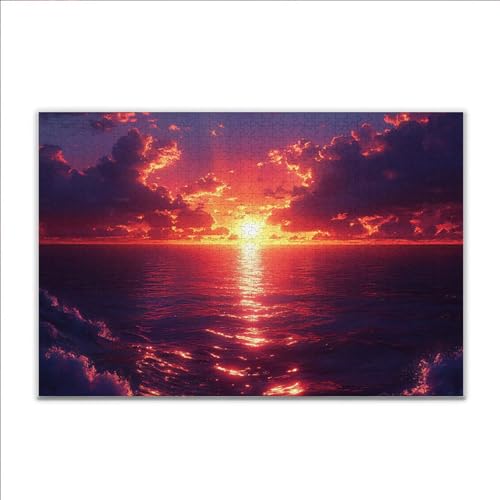 Puzzle 1000 Teile Sonnenuntergang Landschaft Puzzle Erwachsene Anspruchsvoll, Klassische Holzpuzzle Erwachsene, Puzzlespiele für Die Ganze Familie, Jigsaw Puzzel ab 14 Jahre für Junge Mädchen Y-8 von JIANFREY