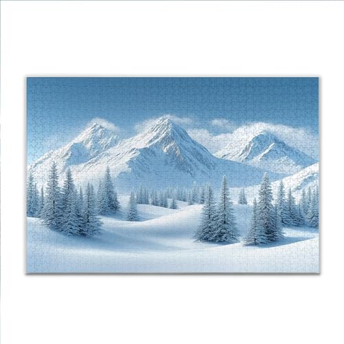 Puzzle 1000 Teile Winter Landschaft Puzzle Erwachsene Anspruchsvoll, Klassische Holzpuzzle Erwachsene, Puzzlespiele für Die Ganze Familie, Jigsaw Puzzel ab 14 Jahre für Junge Mädchen Geschenke A-4 von JIANFREY