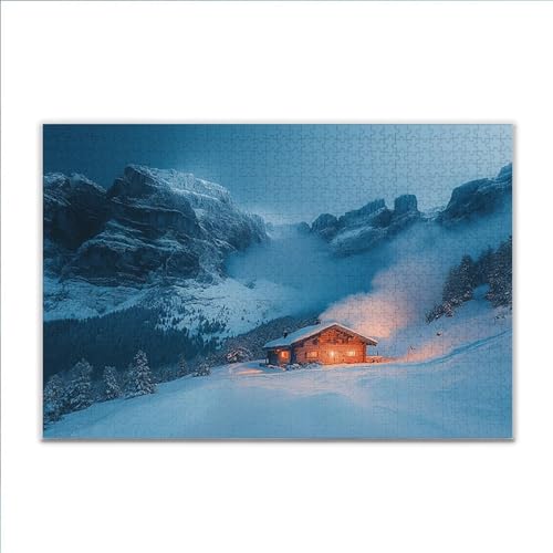 Puzzle 1000 Teile Winter Landschaft Puzzle Erwachsene Anspruchsvoll, Klassische Holzpuzzle Erwachsene, Puzzlespiele für Die Ganze Familie, Jigsaw Puzzel ab 14 Jahre für Junge Mädchen Geschenke M-6 von JIANFREY
