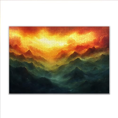 Puzzle 2000 Teile Landschaft Sonnenuntergang Puzzle Erwachsene Anspruchsvoll, Klassische Holzpuzzle Erwachsene, Puzzlespiele für Die Ganze Familie, Jigsaw Puzzel ab 14 Jahre für Junge Mädchen U-5 von JIANFREY