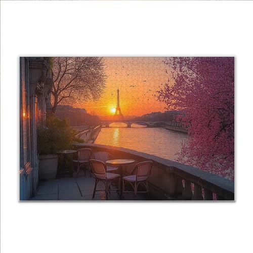 Puzzle 2000 Teile Sonnenuntergang Eiffelturm Puzzle Erwachsene Anspruchsvoll, Klassische Holzpuzzle Erwachsene, Puzzlespiele für Die Ganze Familie, Jigsaw Puzzel ab 14 Jahre für Junge Mädchen C-6 von JIANFREY