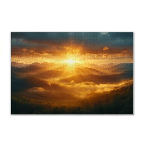 Puzzle 2000 Teile Sonnenuntergang Landschaft Puzzle Erwachsene Anspruchsvoll, Klassische Holzpuzzle Erwachsene, Puzzlespiele für Die Ganze Familie, Jigsaw Puzzel ab 14 Jahre für Junge Mädchen A-6 von JIANFREY