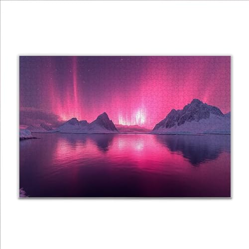 Puzzle Aurora Landschaft Klassische Puzzle 1500 Teile Erwachsene, Holzpuzzle Erwachsene Anspruchsvoll, 2025 Impossible Puzzel Kunst Lernspiel, Schwer Wooden Jigsaw Set Ostern Geschenk Wohnkultur C-2 von JIANFREY