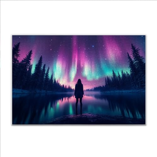 Puzzle Aurora Landschaft Klassische Puzzle 500 Teile Erwachsene, Holzpuzzle Erwachsene Anspruchsvoll, 2025 Impossible Puzzel Kunst Lernspiel, Schwer Wooden Jigsaw Set Ostern Geschenk Wohnkultur M-2 von JIANFREY