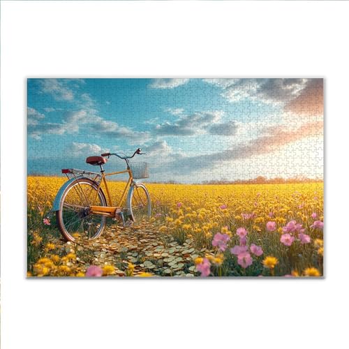Puzzle Blume Fahrrad Klassische Puzzle 3000 Teile Erwachsene, Holzpuzzle Erwachsene Anspruchsvoll, 2025 Impossible Puzzel Kunst Lernspiel, Schwer DIY Wooden Jigsaw Set Ostern Geschenk Wohnkultur E-7 von JIANFREY