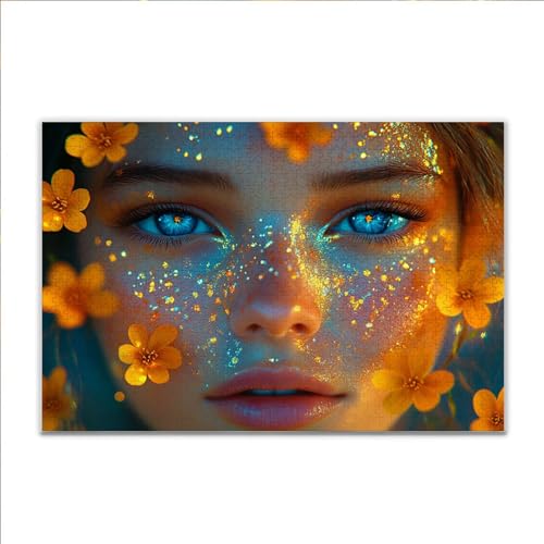 Puzzle Blume Frau Klassische Puzzle 500 Teile Erwachsene, Holzpuzzle Erwachsene Anspruchsvoll, 2025 Impossible Puzzel Kunst Lernspiel, Schwer DIY Wooden Jigsaw Set Einzigartiges Ostern Geschenk I-9 von JIANFREY