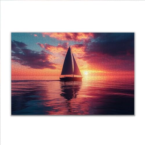 Puzzle Boot Sonnenuntergang Klassische Puzzle 5000 Teile Erwachsene, Holzpuzzle Erwachsene Anspruchsvoll, Impossible Puzzel Kunst Lernspiel, Schwer Wooden Jigsaw Set Ostern Geschenk Wohnkultur O-9 von JIANFREY
