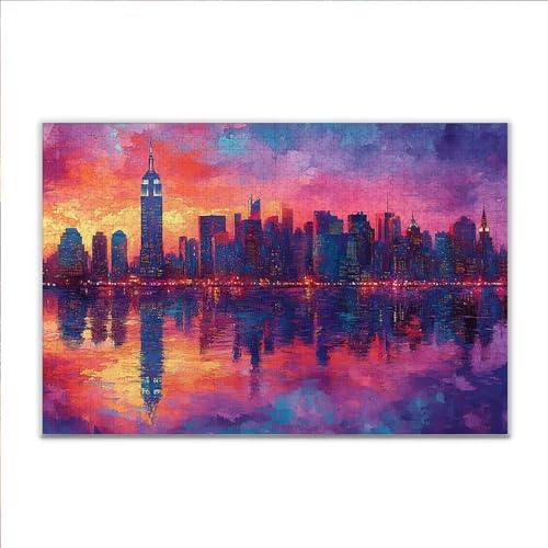 Puzzle Bunt Stadt Klassische Puzzle 200 Teile Erwachsene, Holzpuzzle Erwachsene Anspruchsvoll, 2025 Impossible Puzzel Kunst Lernspiel, Schwer DIY Wooden Jigsaw Set Einzigartiges Ostern Geschenk C-3 von JIANFREY