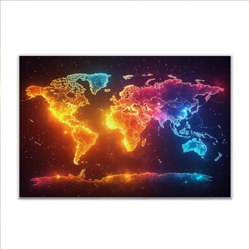 Puzzle Bunt Weltkarte Klassische Puzzle 1500 Teile Erwachsene, Holzpuzzle Erwachsene Anspruchsvoll, 2025 Impossible Puzzel Kunst Lernspiel, Schwer DIY Wooden Jigsaw Set Ostern Geschenk Wohnkultur F-0 von JIANFREY