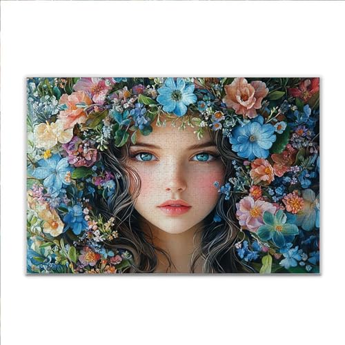Puzzle Frau Blume Klassische Puzzle 500 Teile Erwachsene, Holzpuzzle Erwachsene Anspruchsvoll, 2025 Impossible Puzzel Kunst Lernspiel, Schwer DIY Wooden Jigsaw Set Einzigartiges Ostern Geschenk M-4 von JIANFREY