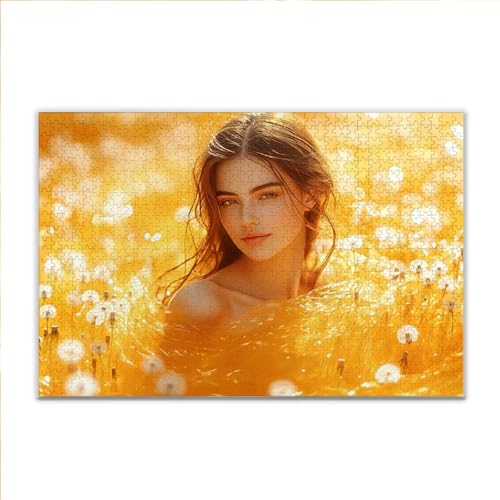 Puzzle Frau Löwenzahn Klassische Puzzle 1500 Teile Erwachsene, Holzpuzzle Erwachsene Anspruchsvoll, 2025 Impossible Puzzel Kunst Lernspiel, Schwer DIY Wooden Jigsaw Set Ostern Geschenk Wohnkultur T-7 von JIANFREY