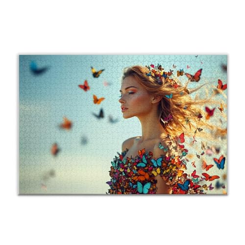 Puzzle Frau Schmetterling Klassische Puzzle 200 Teile Erwachsene, Holzpuzzle Erwachsene Anspruchsvoll, 2025 Impossible Puzzel Kunst Lernspiel, Schwer Wooden Jigsaw Set Ostern Geschenk Wohnkultur V-71 von JIANFREY