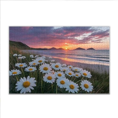Puzzle Gänseblümchen Strand Klassische Puzzle 1500 Teile Erwachsene, Holzpuzzle Erwachsene Anspruchsvoll, Impossible Puzzel Kunst Lernspiel, Schwer Wooden Jigsaw Set Ostern Geschenk Wohnkultur G-0 von JIANFREY
