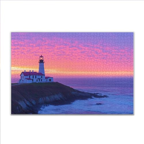 Puzzle Landschaft Leuchtturm Klassische Puzzle 500 Teile Erwachsene, Holzpuzzle Erwachsene Anspruchsvoll, Impossible Puzzel Kunst Lernspiel, Schwer Wooden Jigsaw Set Ostern Geschenk Wohnkultur F-41 von JIANFREY