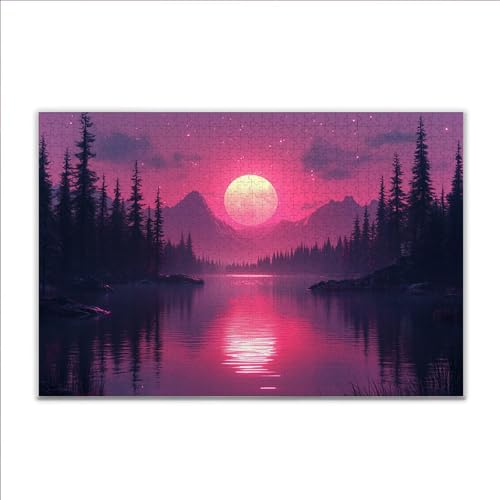 Puzzle Landschaft Mond Klassische Puzzle 500 Teile Erwachsene, Holzpuzzle Erwachsene Anspruchsvoll, 2025 Impossible Puzzel Kunst Lernspiel, Schwer DIY Wooden Jigsaw Set Ostern Geschenk Wohnkultur F-7 von JIANFREY