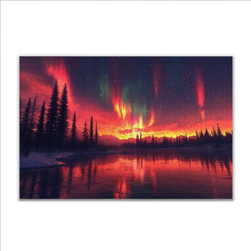 Puzzle Landschaft Nordlicht Klassische Puzzle 200 Teile Erwachsene, Holzpuzzle Erwachsene Anspruchsvoll, 2025 Impossible Puzzel Kunst Lernspiel, Schwer Wooden Jigsaw Set Ostern Geschenk Wohnkultur N-0 von JIANFREY