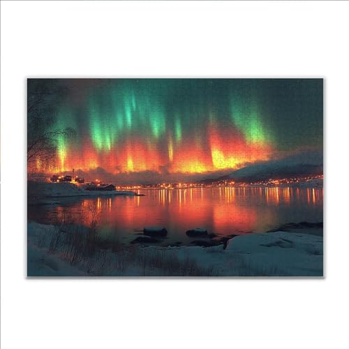 Puzzle Landschaft Nordlicht Klassische Puzzle 3000 Teile Erwachsene, Holzpuzzle Erwachsene Anspruchsvoll, Impossible Puzzel Kunst Lernspiel, Schwer Wooden Jigsaw Set Ostern Geschenk Wohnkultur U-2 von JIANFREY