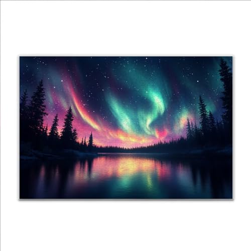 Puzzle Landschaft Nordlicht Klassische Puzzle 5000 Teile Erwachsene, Holzpuzzle Erwachsene Anspruchsvoll, Impossible Puzzel Kunst Lernspiel, Schwer Wooden Jigsaw Set Ostern Geschenk Wohnkultur D-8 von JIANFREY