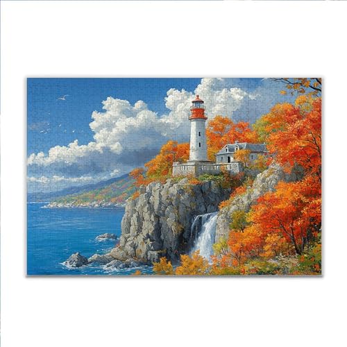 Puzzle Leuchtturm Landschaft Klassische Puzzle 200 Teile Erwachsene, Holzpuzzle Erwachsene Anspruchsvoll, Impossible Puzzel Kunst Lernspiel, Schwer Wooden Jigsaw Set Ostern Geschenk Wohnkultur L-5 von JIANFREY