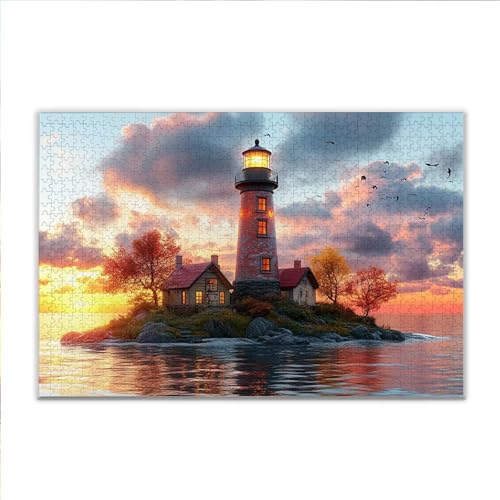 Puzzle Leuchtturm Landschaft Klassische Puzzle 200 Teile Erwachsene, Holzpuzzle Erwachsene Anspruchsvoll, Impossible Puzzel Kunst Lernspiel, Schwer Wooden Jigsaw Set Ostern Geschenk Wohnkultur Q-2 von JIANFREY