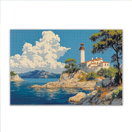 Puzzle Leuchtturm Landschaft Klassische Puzzle 200 Teile Erwachsene, Holzpuzzle Erwachsene Anspruchsvoll, Impossible Puzzel Kunst Lernspiel, Schwer Wooden Jigsaw Set Ostern Geschenk Wohnkultur Q-7 von JIANFREY