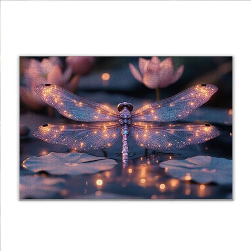 Puzzle Libelle Lotus Klassische Puzzle 3000 Teile Erwachsene, Holzpuzzle Erwachsene Anspruchsvoll, 2025 Impossible Puzzel Kunst Lernspiel, Schwer DIY Wooden Jigsaw Set Ostern Geschenk Wohnkultur D-6 von JIANFREY