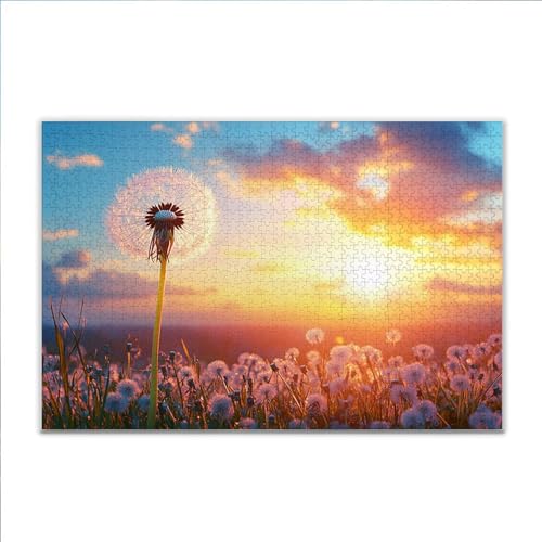 Puzzle Löwenzahn Landschaft Klassische Puzzle 1500 Teile Erwachsene, Holzpuzzle Erwachsene Anspruchsvoll, Impossible Puzzel Kunst Lernspiel, Schwer Wooden Jigsaw Set Ostern Geschenk Wohnkultur E-5 von JIANFREY