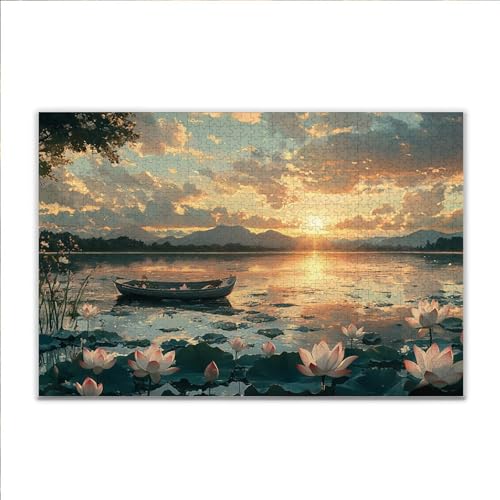 Puzzle Lotus Landschaft Klassische Puzzle 200 Teile Erwachsene, Holzpuzzle Erwachsene Anspruchsvoll, 2025 Impossible Puzzel Kunst Lernspiel, Schwer DIY Wooden Jigsaw Set Ostern Geschenk Wohnkultur L-3 von JIANFREY