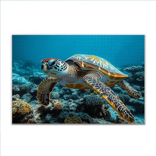 Puzzle Meeresschildkröten Tier Klassische Puzzle 500 Teile Erwachsene, Holzpuzzle Erwachsene Anspruchsvoll, 2025 Impossible Puzzel Kunst Lernspiel, Schwer DIY Wooden Jigsaw Set Ostern Geschenk Q-0 von JIANFREY