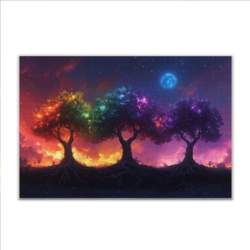 Puzzle Mond Baum Klassische Puzzle 500 Teile Erwachsene, Holzpuzzle Erwachsene Anspruchsvoll, 2025 Impossible Puzzel Kunst Lernspiel, Schwer DIY Wooden Jigsaw Set Einzigartiges Ostern Geschenk N-3 von JIANFREY
