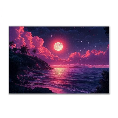Puzzle Mond Ozean Klassische Puzzle 500 Teile Erwachsene, Holzpuzzle Erwachsene Anspruchsvoll, 2025 Impossible Puzzel Kunst Lernspiel, Schwer DIY Wooden Jigsaw Set Einzigartiges Ostern Geschenk F-8 von JIANFREY