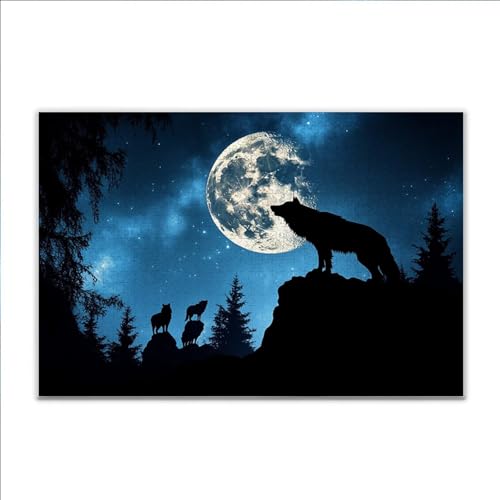Puzzle Mond Wolf Klassische Puzzle 5000 Teile Erwachsene, Holzpuzzle Erwachsene Anspruchsvoll, 2025 Impossible Puzzel Kunst Lernspiel, Schwer DIY Wooden Jigsaw Set Einzigartiges Ostern Geschenk Q-2 von JIANFREY