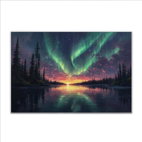 Puzzle Nordlicht Landschaft Klassische Puzzle 1500 Teile Erwachsene, Holzpuzzle Erwachsene Anspruchsvoll, Impossible Puzzel Kunst Lernspiel, Schwer Wooden Jigsaw Set Ostern Geschenk Wohnkultur Q-8 von JIANFREY