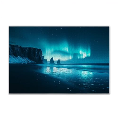 Puzzle Nordlicht Landschaft Klassische Puzzle 1500 Teile Erwachsene, Holzpuzzle Erwachsene Anspruchsvoll, Impossible Puzzel Kunst Lernspiel, Schwer Wooden Jigsaw Set Ostern Geschenk Wohnkultur R-2 von JIANFREY