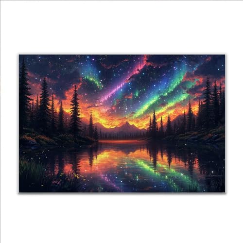 Puzzle Nordlicht Landschaft Klassische Puzzle 1500 Teile Erwachsene, Holzpuzzle Erwachsene Anspruchsvoll, Impossible Puzzel Kunst Lernspiel, Schwer Wooden Jigsaw Set Ostern Geschenk Wohnkultur R-6 von JIANFREY